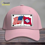 Arkansas Crossed US Flag Novelty License Plate Hat Cotton / Pink