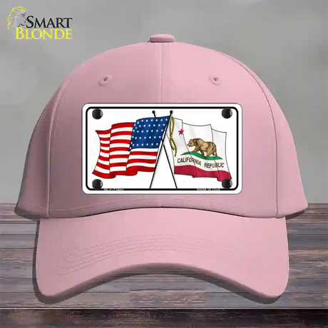 California Crossed US Flag Novelty License Plate Hat Cotton / Pink