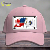 Massachusetts Crossed US Flag Novelty License Plate Hat Cotton / Pink