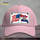 Missouri Crossed US Flag Novelty License Plate Hat Cotton / Pink