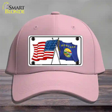 Montana Crossed US Flag Novelty License Plate Hat Cotton / Pink