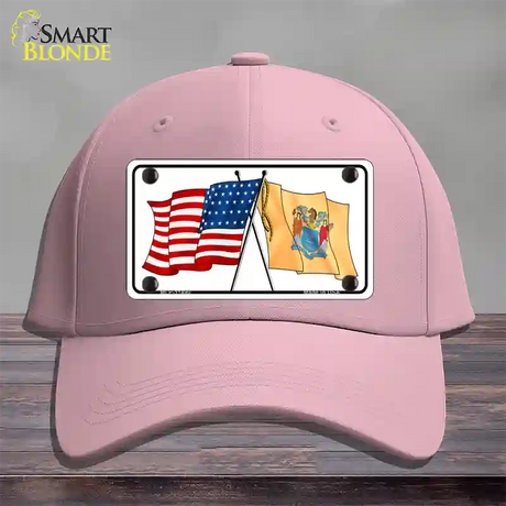 New Jersey Crossed US Flag Novelty License Plate Hat Cotton / Pink