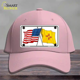 New Mexico Crossed US Flag Novelty License Plate Hat Cotton / Pink