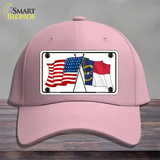 North Carolina Crossed US Flag Novelty License Plate Hat Cotton / Pink