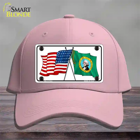 Washington Crossed US Flag Novelty License Plate Hat Cotton / Pink