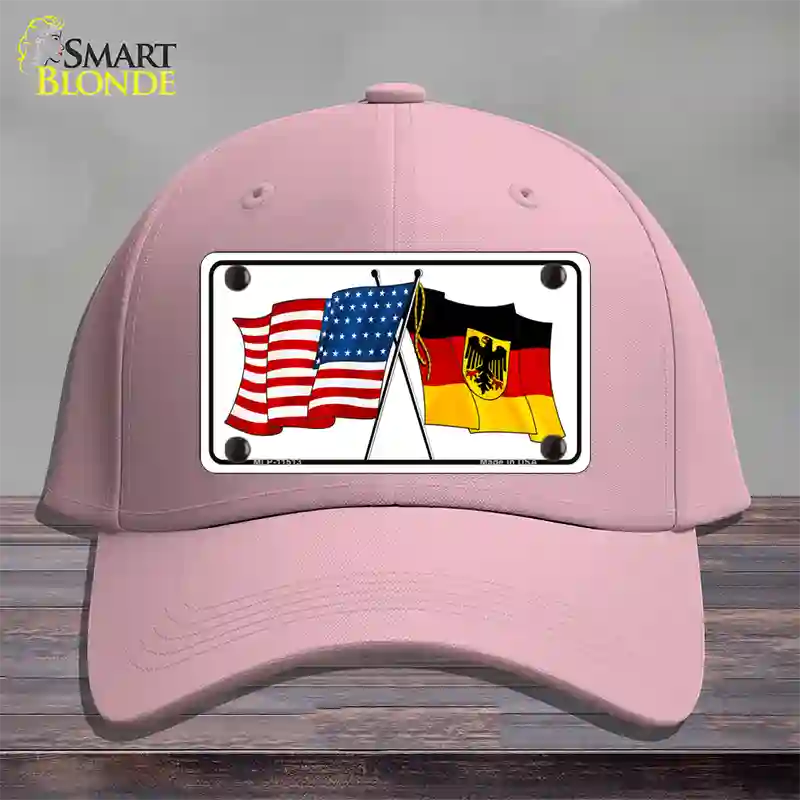 Germany Crossed US Flag Novelty License Plate Hat Cotton / Pink