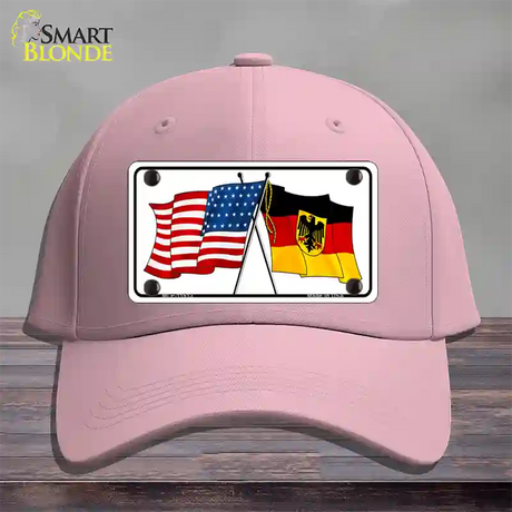 Germany Crossed US Flag Novelty License Plate Hat Cotton / Pink