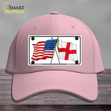 England Crossed US Flag Novelty License Plate Hat Cotton / Pink