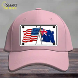 Australia Crossed US Flag Novelty License Plate Hat Cotton / Pink