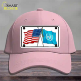 United Nation Crossed US Flag Novelty License Plate Hat Cotton / Pink