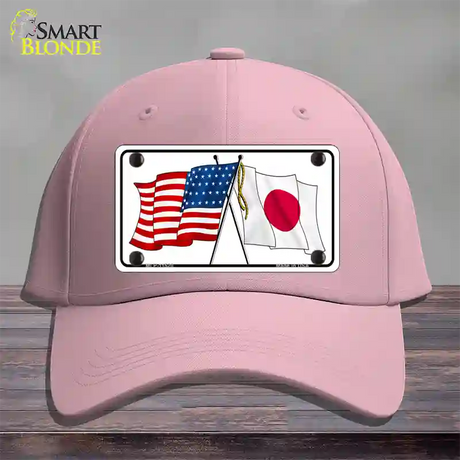 Japan Crossed US Flag Novelty License Plate Hat Cotton / Pink