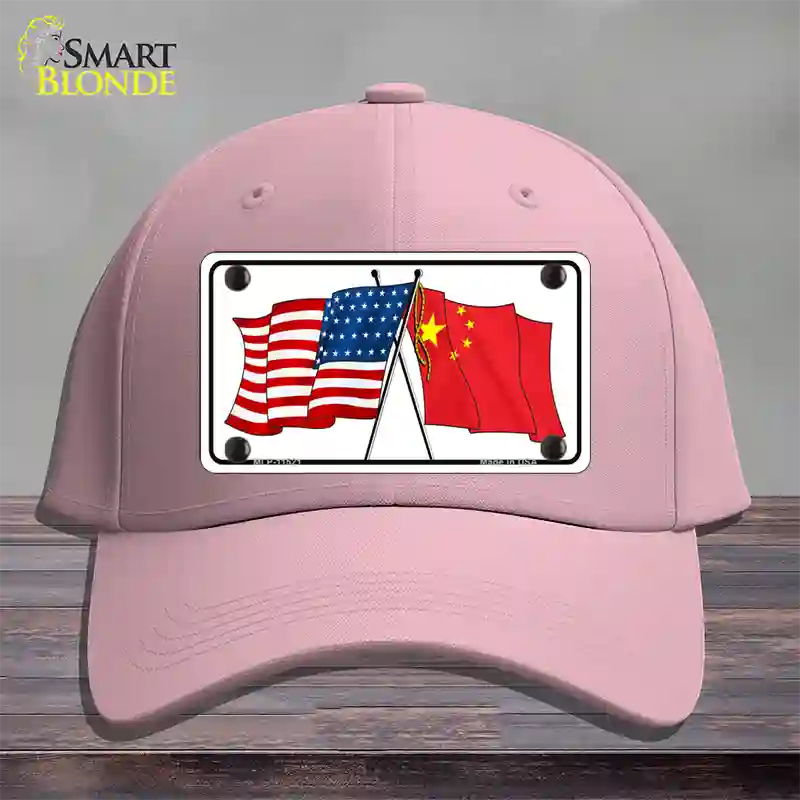 China Crossed US Flag Novelty License Plate Hat Cotton / Pink