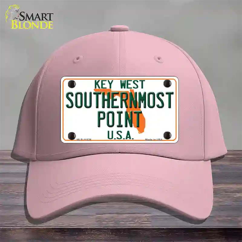 Key West Southernmost Point Novelty License Plate Hat Cotton / Pink