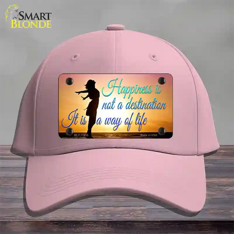 Happiness Way Of Life Sunset Novelty License Plate Hat Cotton / Pink