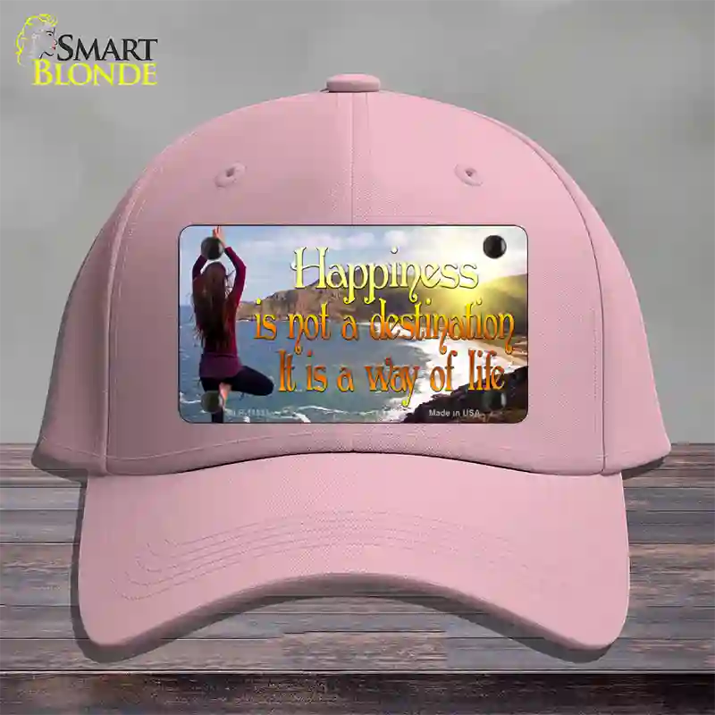 Happiness Way Of Life Yoga Novelty License Plate Hat Cotton / Pink