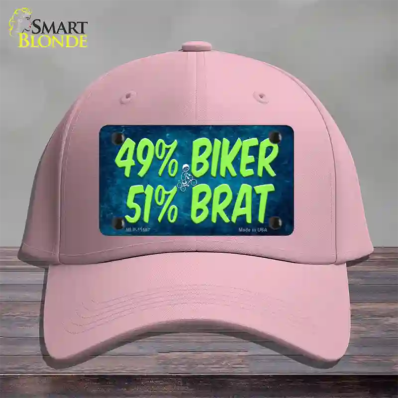 49% Biker 51% Brat Novelty License Plate Hat Cotton / Pink