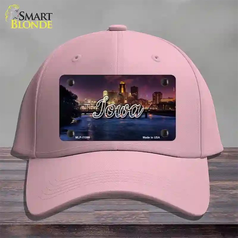 Iowa Bridge City Lights State Novelty License Plate Hat Cotton / Pink