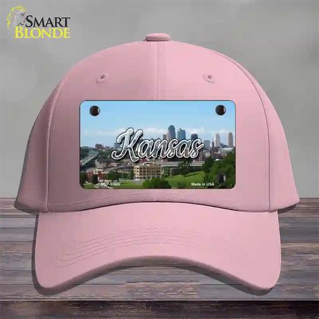 Kansas Downtown Skyline State Novelty License Plate Hat Cotton / Pink