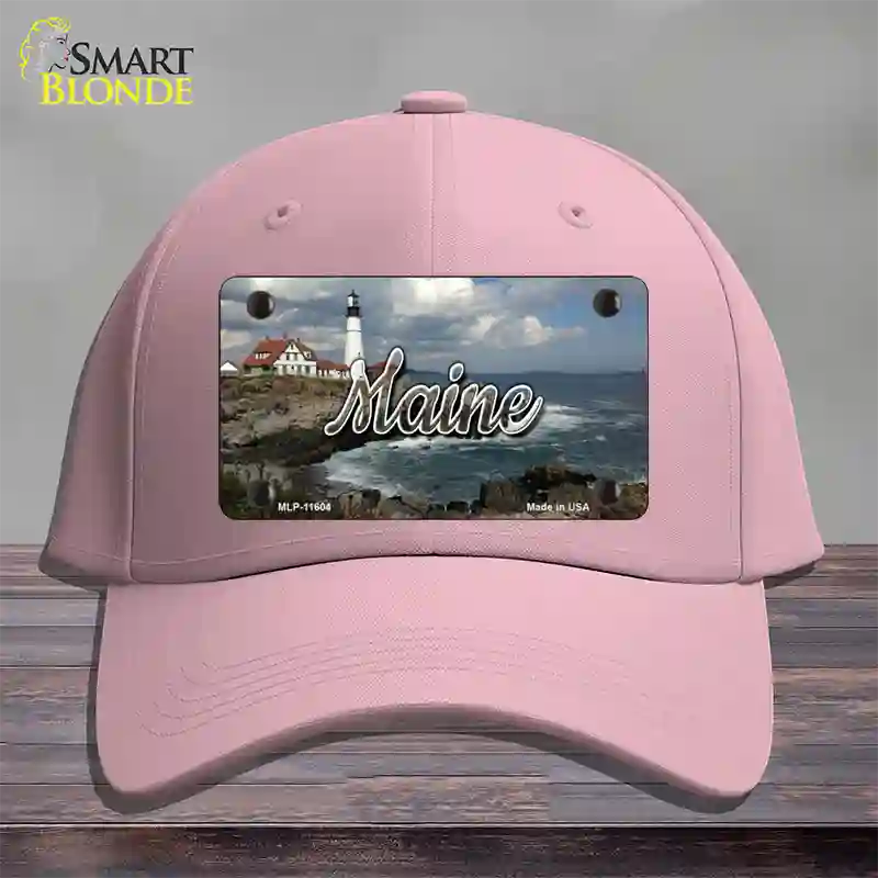 Maine Lighthouse Beach State Novelty License Plate Hat Cotton / Pink