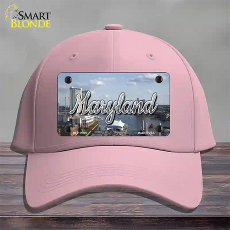 Maryland River Skyline State Novelty License Plate Hat Cotton / Pink