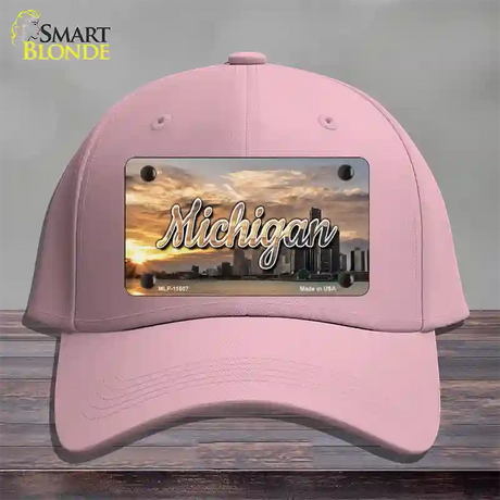 Michigan City Sunset State Novelty License Plate Hat Cotton / Pink