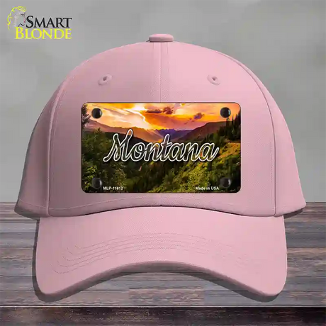 Montana Forest Sunset State Novelty License Plate Hat Cotton / Pink