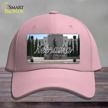 Nebraska Capital Building State Novelty License Plate Hat Cotton / Pink