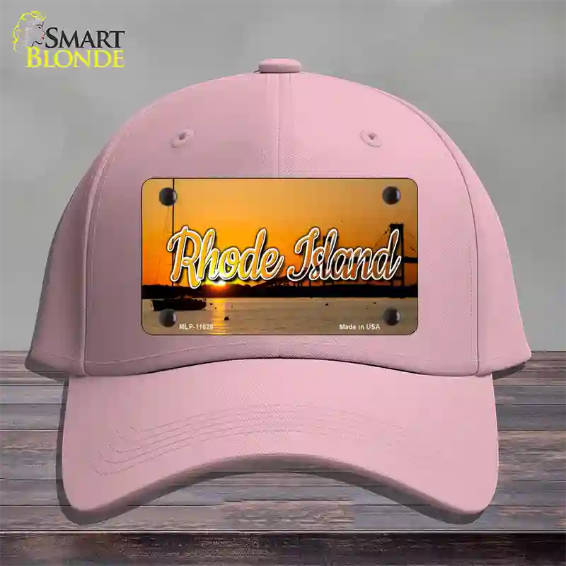 Rhode Island River Sunset State Novelty License Plate Hat Cotton / Pink