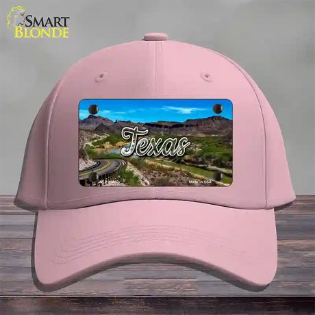 Texas Open Mountain Road State Novelty License Plate Hat Cotton / Pink