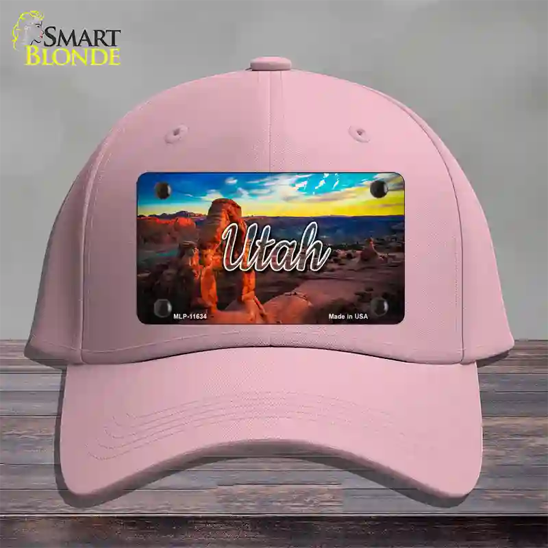 Utah Canyon Arch State Novelty License Plate Hat Cotton / Pink