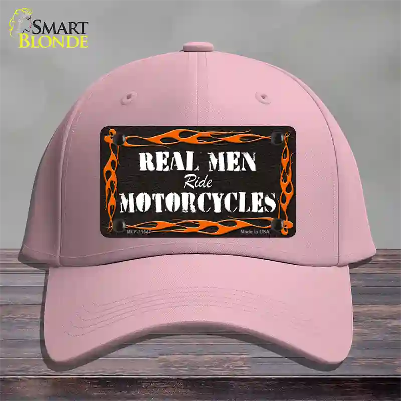 Real Men Ride Motorcycles Novelty License Plate Hat Cotton / Pink