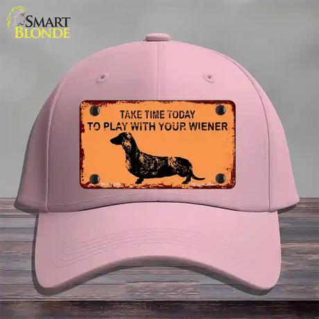 Play With Your Wiener Novelty License Plate Hat Cotton / Pink