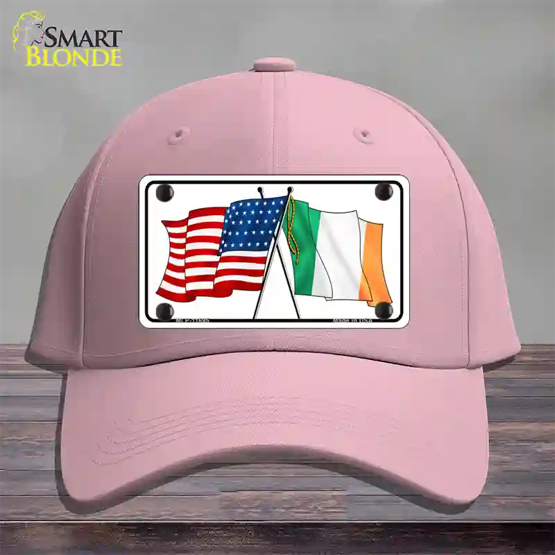 Ireland USA Crossed Flag Novelty License Plate Hat Cotton / Pink