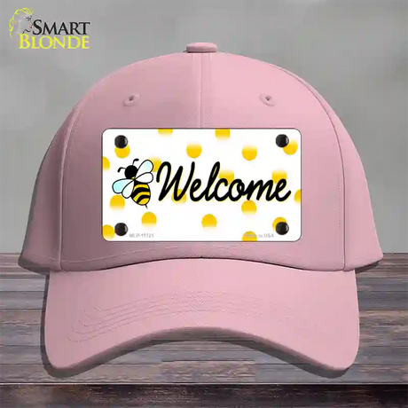 Welcome Bee Novelty License Plate Hat Cotton / Pink