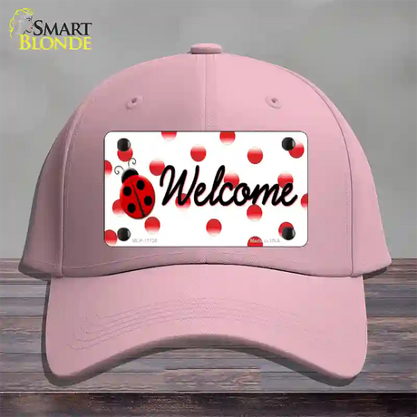 Welcome Ladybug Novelty License Plate Hat Cotton / Pink