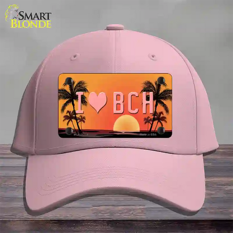 I Love Beach Novelty License Plate Hat Cotton / Pink