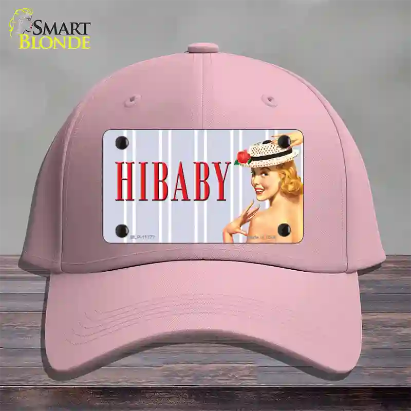 Hi Baby Vintage Pinup Novelty License Plate Hat Cotton / Pink