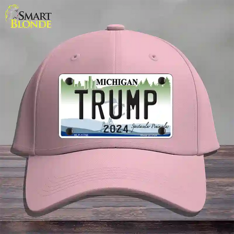 Trump 2024 Michigan Background Novelty License Plate Hat Cotton / Pink