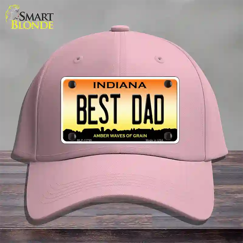 Best Dad Indiana Novelty License Plate Hat Cotton / Pink