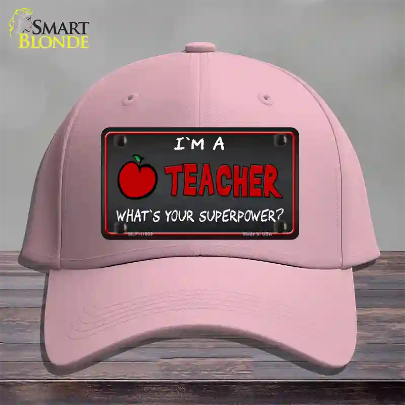 I Am A Teacher Novelty License Plate Hat Cotton / Pink