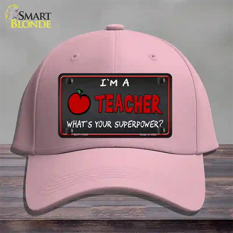 I Am A Teacher Novelty License Plate Hat Cotton / Pink