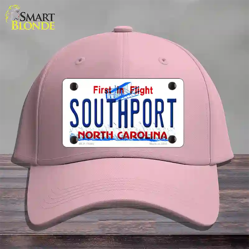 Southport North Carolina Novelty License Plate Hat Cotton / Pink