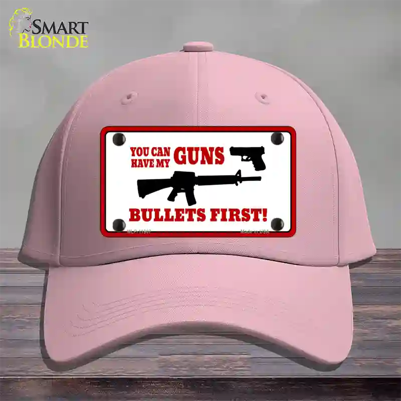 Bullets First Novelty License Plate Hat Cotton / Pink