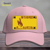 Wyoming Yellow Novelty License Plate Hat Cotton / Pink