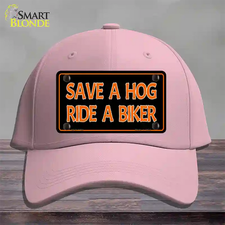 Save A Hog Ride A Biker Novelty License Plate Hat Cotton / Pink