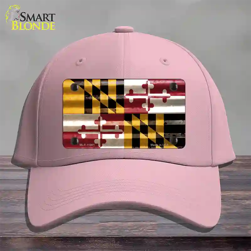 Maryland Corrugated Flag Novelty License Plate Hat Cotton / Pink