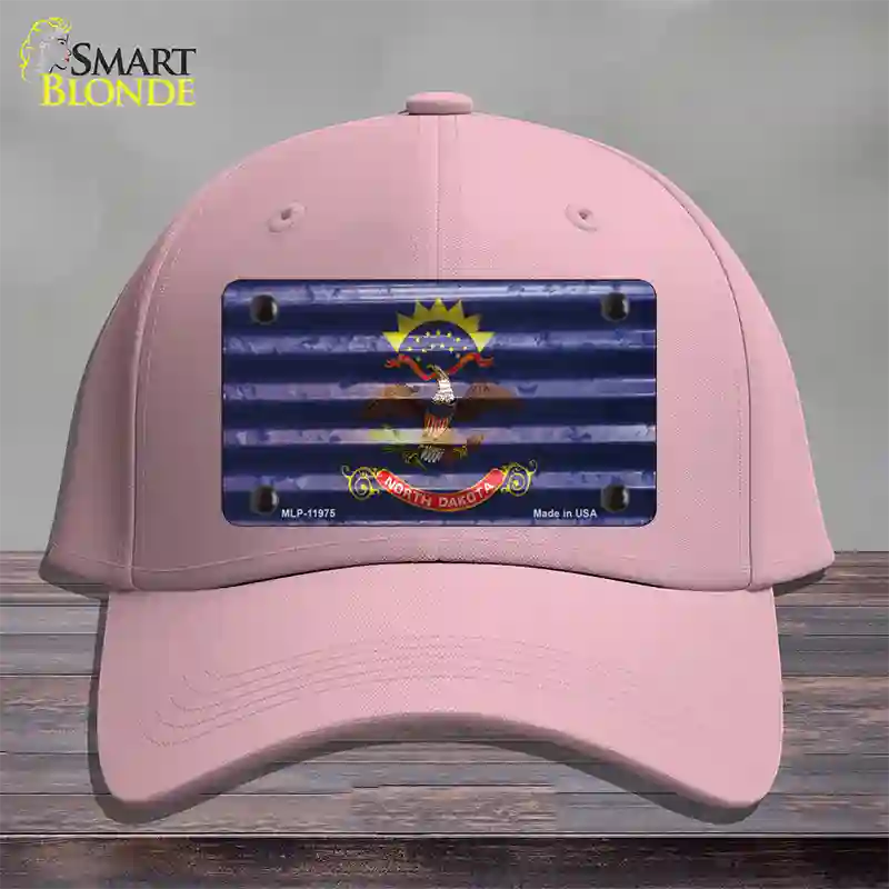 North Dakota Corrugated Flag Novelty License Plate Hat Cotton / Pink