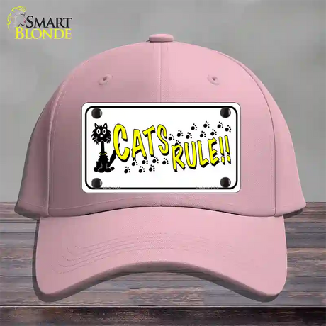 Cats Rule Novelty License Plate Hat Cotton / Pink