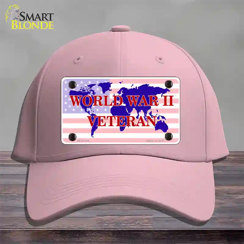 WW II Veteran Novelty License Plate Hat Cotton / Pink