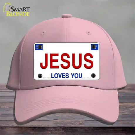 Jesus Loves You Novelty License Plate Hat Cotton / Pink